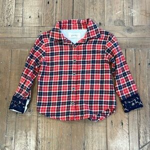 Persnickety plaid lace trim button down shirt